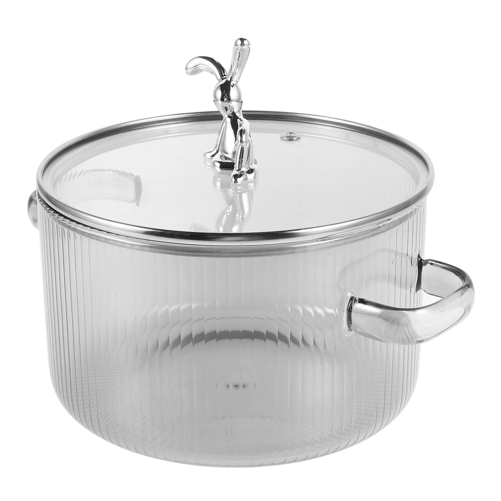 

Rabbit Clear Glass Stock Pot Stewing Soup Noodle Multiuse Cookware Stove Top Glass Noodle Pot Stockpot with Lid