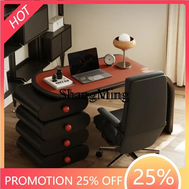 CL retractable solid wood rotating leather desk and chair bedroom simple study home computer desk