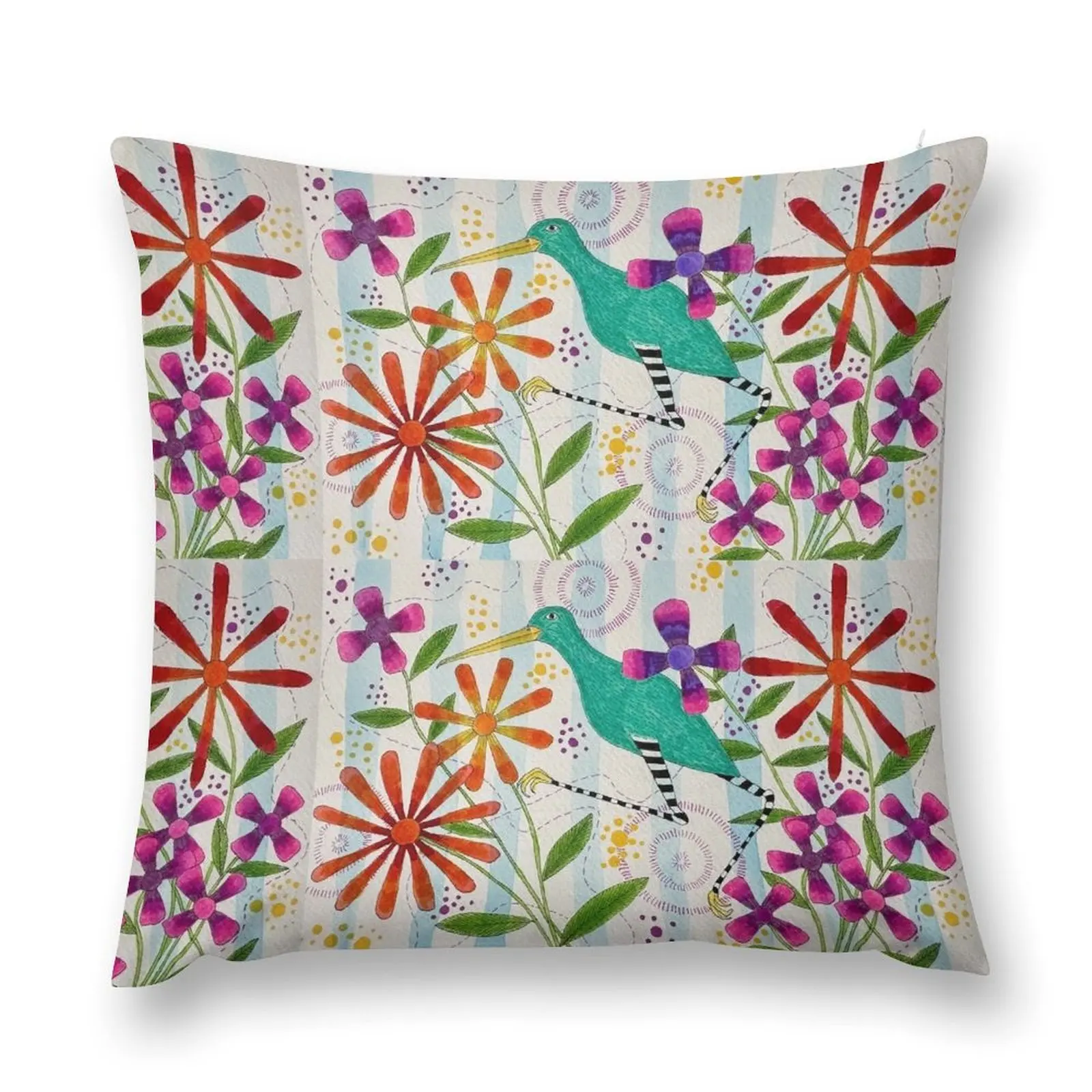 Egret with Flowers Throw Pillow Pillowcases Bed Cushions home decor items Sofa Covers ornamental pillows pillow