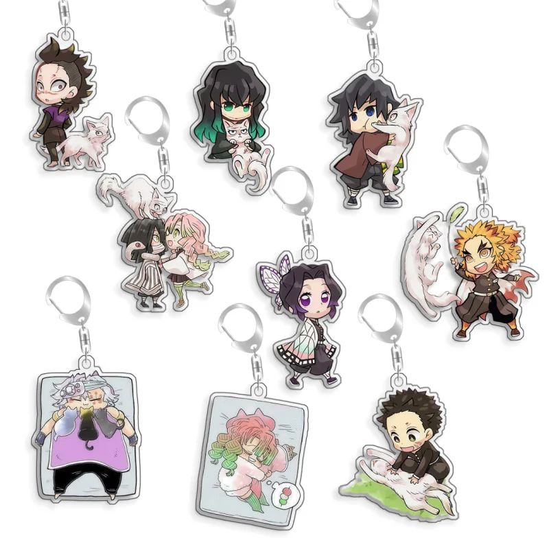 Llavero de Acrílico con Diseño de Anime de Demon Slayer, Genya Hinazugawa, Mitsuri Kanroji, Obanai Iguro, Hecho a Mano, 5cm, Regalo