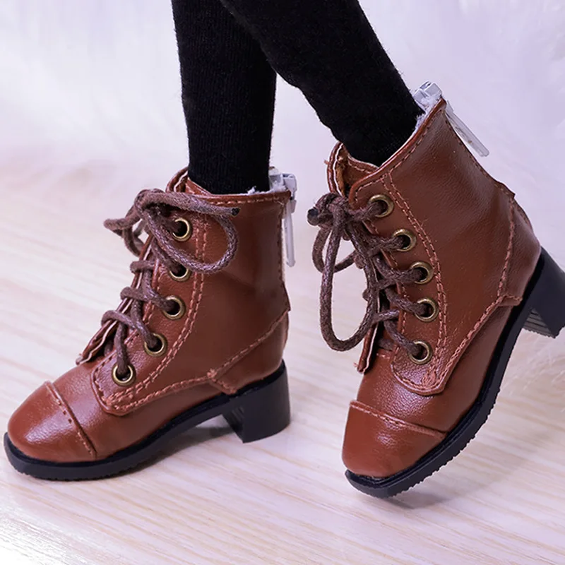 

1/4 Bjd Doll Shoes Handmade 6.3cm * 2.6cm High Top Fashion Lace Up Leather Coarse Heeled Shoes For Dream Mid Dod Dollmore Luts