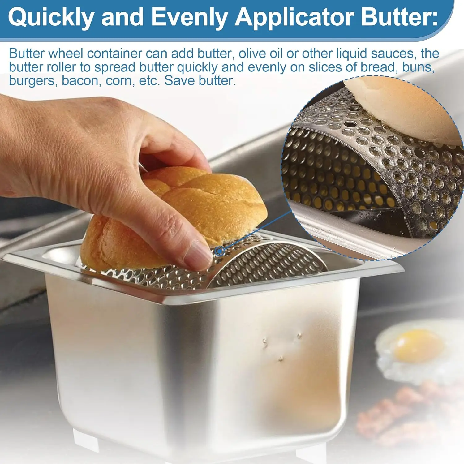 Butter Wheel for Spreads Butter Evenly to Bread, Stainless Steel Butter Roller for Outdoor Griddle Picnics Camping BBQ Grill