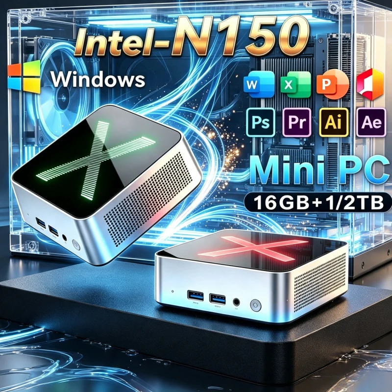 2026 New Core N150 Mini PC with WiFi6 BT5.2, 16GB RAM, 1/2TB SSD, 4K HD, Compact Desktop for Entertainment Office Work.