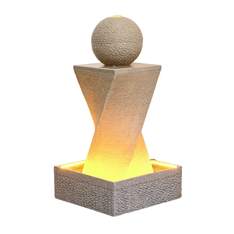 European-style flowing water fountain fish tank circulating feng shui wheel humidifier fish tank company courtyard hotel opening