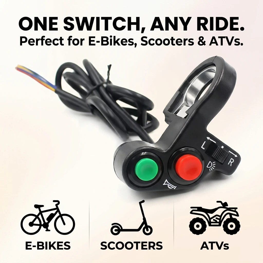 Universal Motorcycle Switch Handlebar Electric Bike Scooter Horn Turn Signals On/Off Button Light Switch Old School