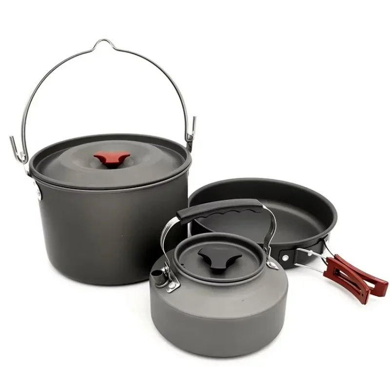 

High Quality Outdoor Lightweight Folding Cooking Pot Plate Portable Picnic Aluminum Camping Cookware Set