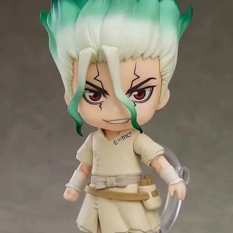 Q-Version Dr. Stone Senku Ishigami Gen Asagiri Articulated Action Figure with Interchangeable Faces Desktop Ornament Model Gift