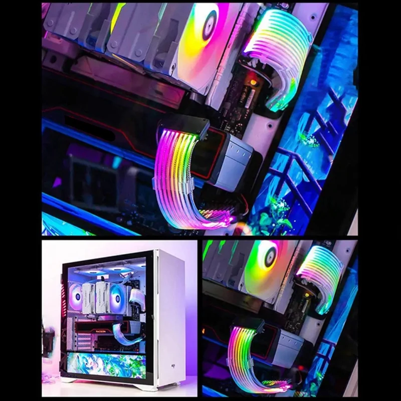 Argh สายต่อพาวเวอร์ซัพพลายสายเมนบอร์ดสายต่อขยาย RGB สำหรับคอมพิวเตอร์