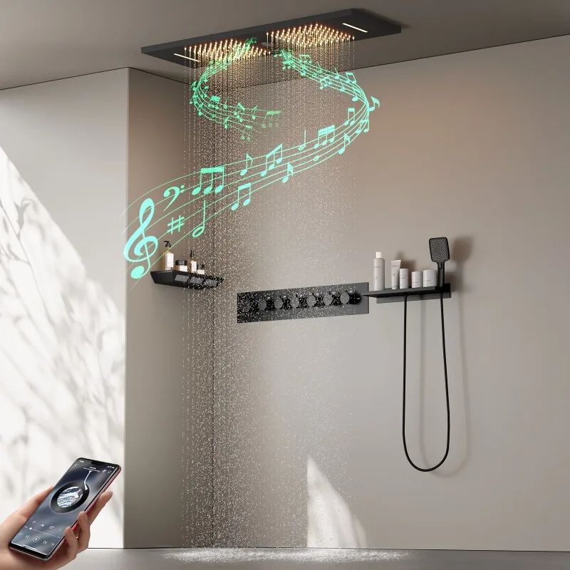 

Душ с навесом, скрытый душевой набор, Bluetooth музыка, 900*300 мм, полный набор для душа с постоянной температурой