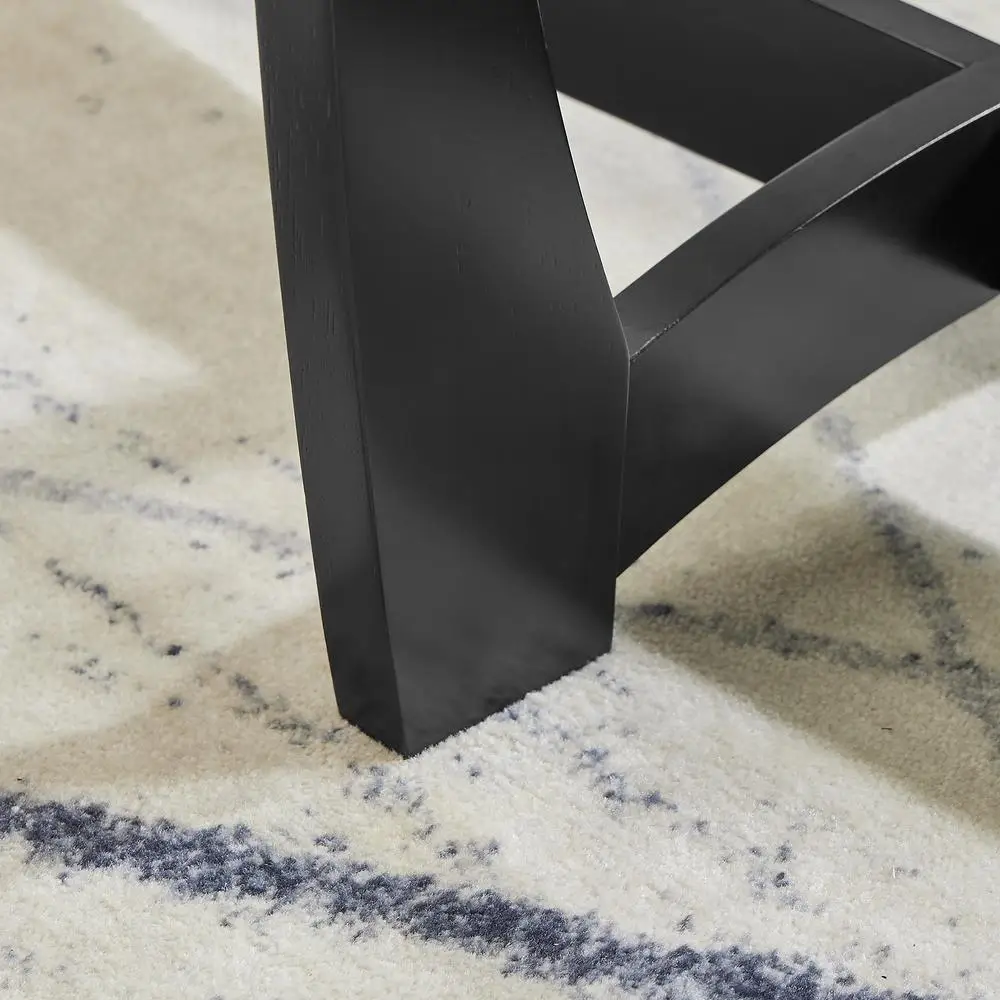 โต๊ะกาแฟทรงกลมสีดำ ท็อปกระจกนิรภัย โครงไม้จริง ขนาด 23.5 นิ้ว โต๊ะตกแต่งสไตล์โมเดิร์น สำหรับห้องนั่งเล่น อพาร์ทเมนต์ สำนักงาน