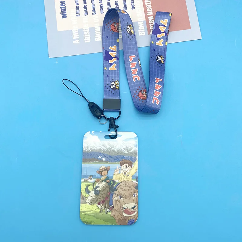Cartoon Space Sastronaut Card Set Student Anti-Lost Lanyard Meal Card Holder Key Chain Door Card Bag
