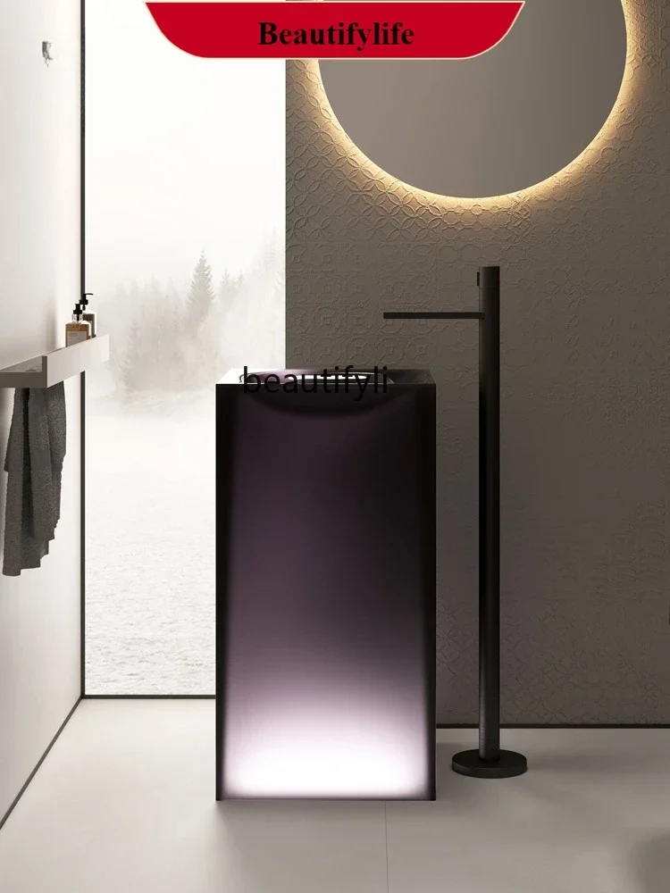 

B185 X188 Transparent Column Wash Basin Bed & Breakfast Bathroom Integrated Floor Type Washstand Pedestal Basin