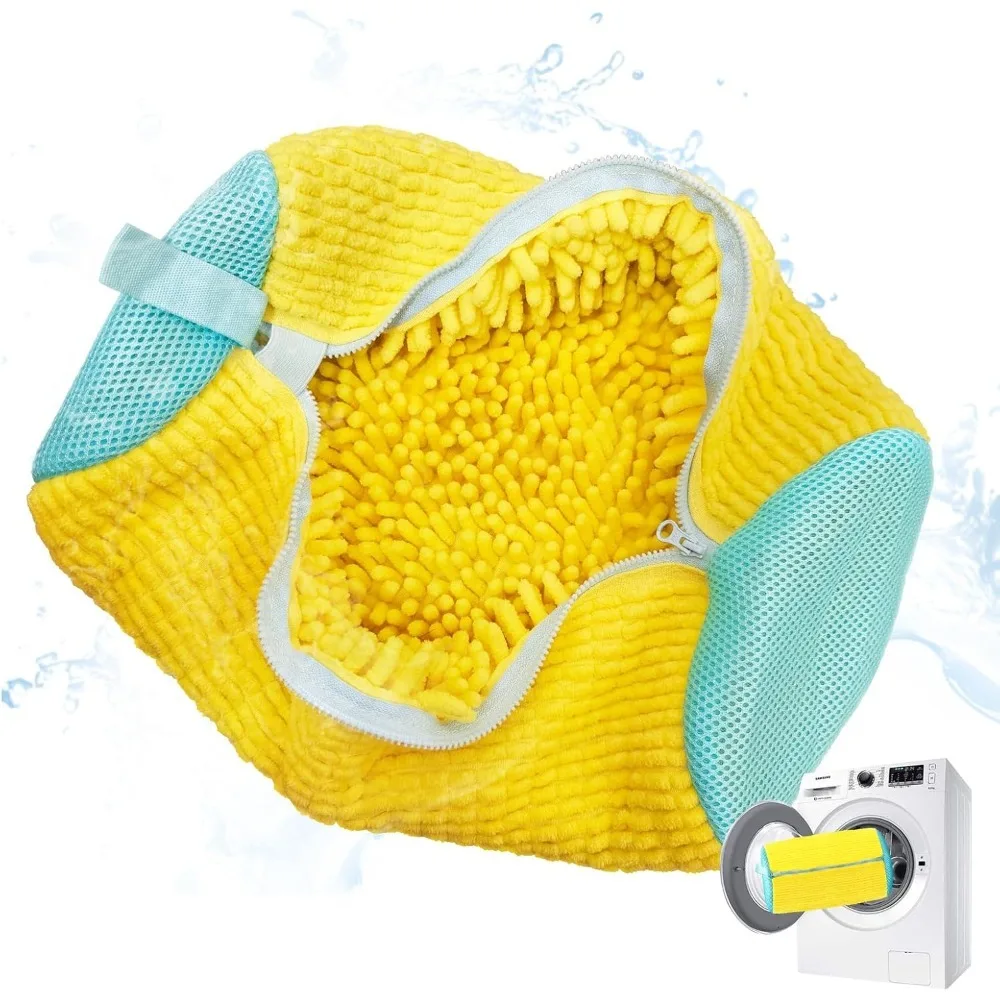 Shoe Washing Machine Bag Reusable Laundry Mesh Bag for Washer Dryer No More Hand‑Washing Sneaker Cleaning Protector Bag Yellow