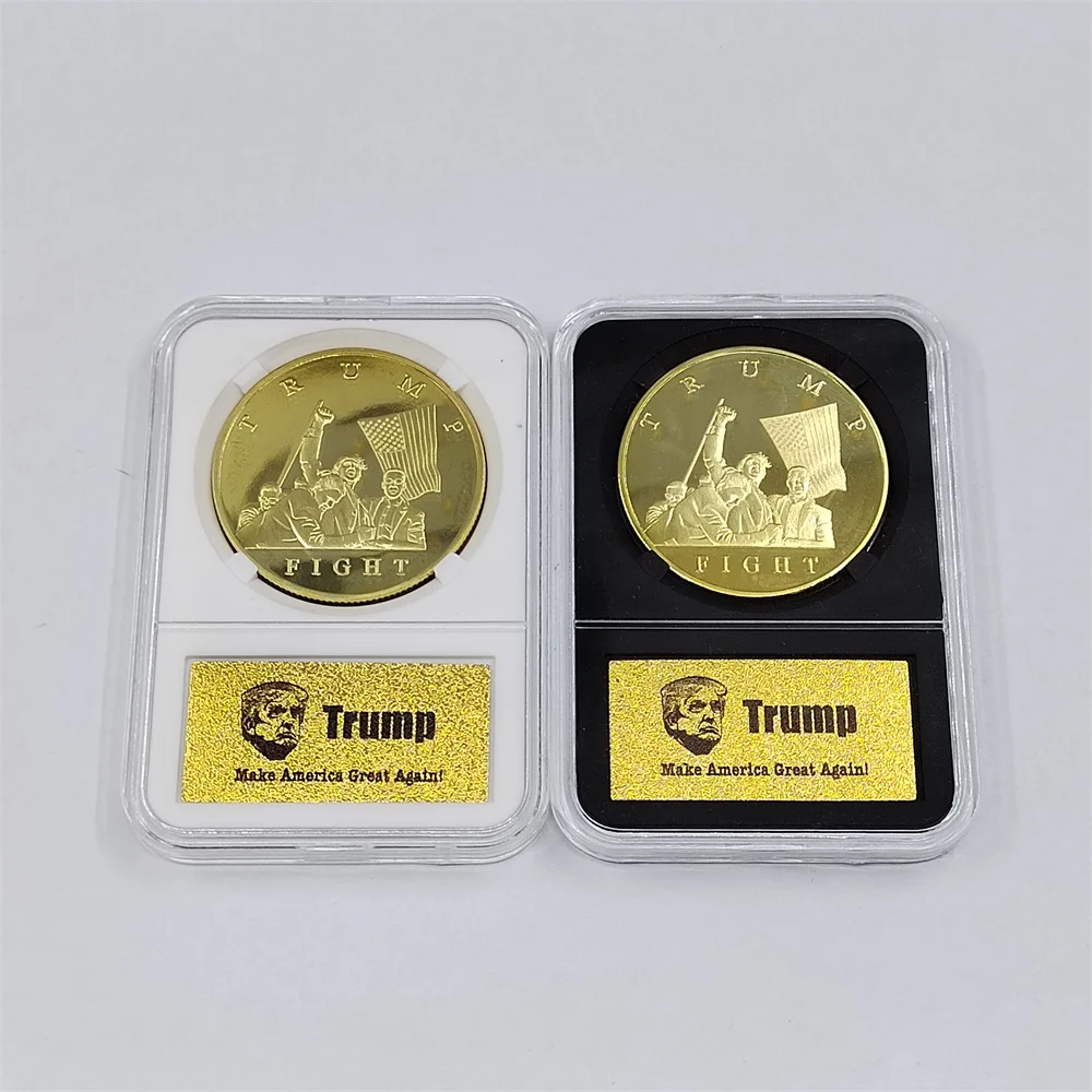 TRUMP 2024 Mugshot Golden Proof Coin for Home USA President Donald Trump Plated Souvenir Coins with plastic case