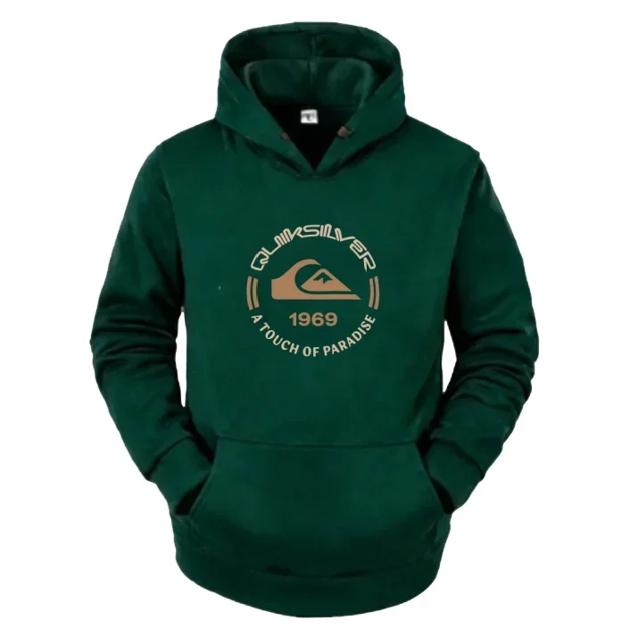 Spring Autumnmen's Quiksilver 1969 Logo Printed Hoodie Fashionable Simple Breathable Casual Long Sleeved Men's Sportswear Jacket
