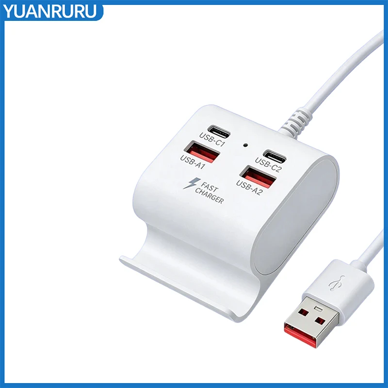 4 in 1 USB HUB Dual USB A+Type-C PD Fast Charging Adapter Mobile Laptop Tablet Computer USB A Type-C Ports External Expander