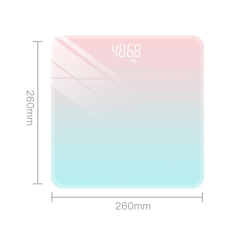 Colore sfumato bilancia elettronica LCD intelligente Display digitale bilancia in vetro bilancia bilancia per la salute del corpo e batteria per la