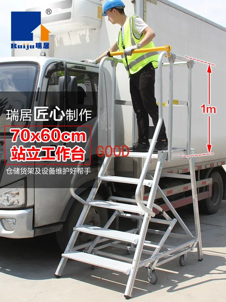 Engineering Ladder Warehouse Maintenance Mobile Utility Wagon Cart Scaffolding Stairs