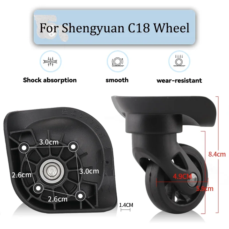 For Shengyuan C18 Black Luggage Wheel Trolley Case Wheel Pulley Sliding Casters Universal Wheel Slient Wear-resistant Repair