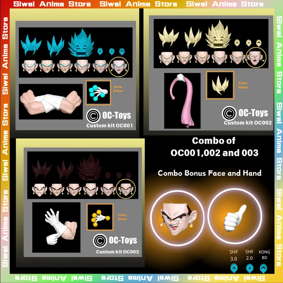 

OCToys Dragon Ball Super Saiyan Vegetto Face Hand Accessories Package SHF Anime Action Figure Collection Figurine Model Gifts