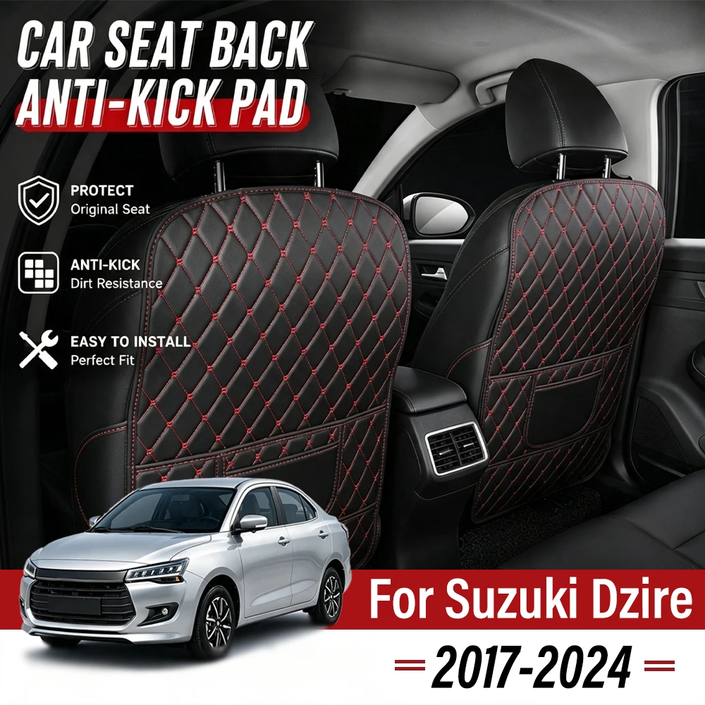 Easy Clean PU Anti Kick Mat Pads For Suzuki Dzire 2017-2024 Dirt-Repellent, Two Color Choice, Quick Install Full Coverage