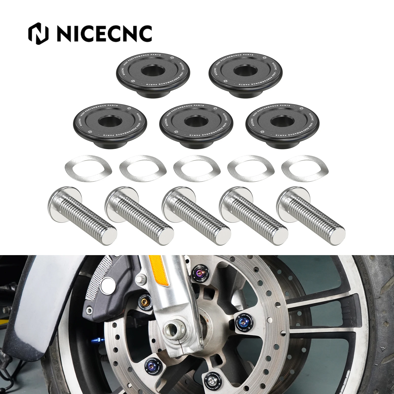 

Replace 41500095 Motorcycle Front Brake Rotor Bolts Kit for Harley Touring 2009-Up FLHR FLHRXS FLHX FLHXSE FLTRX FLTRXS FLHTK