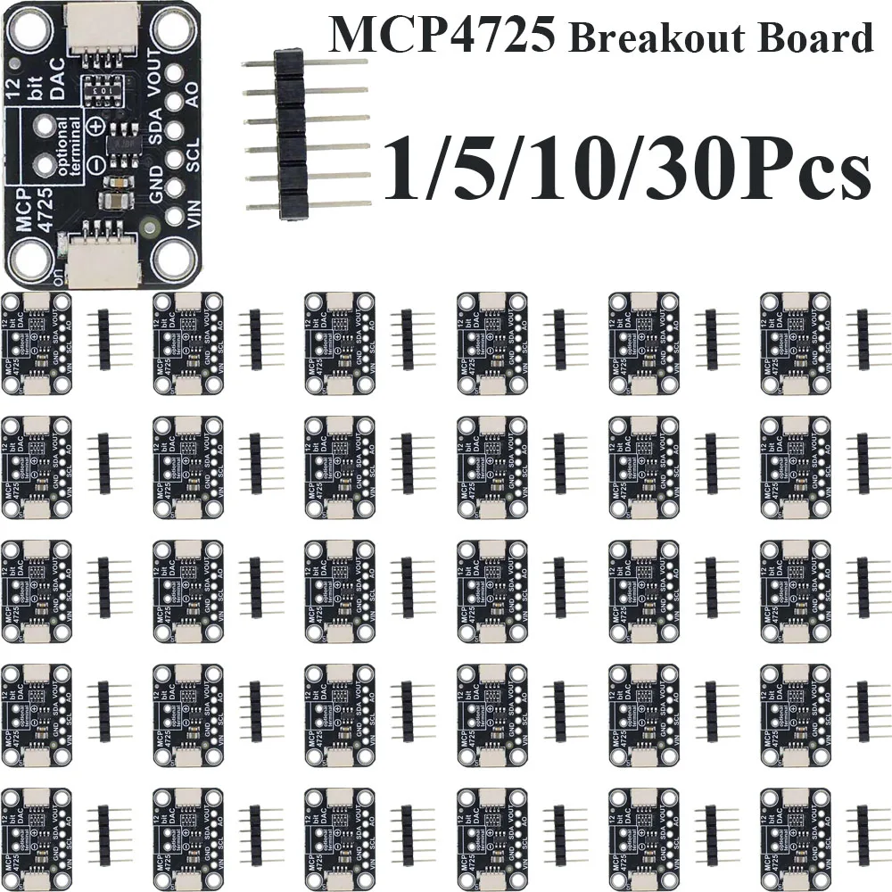 1/5/10/30Pcs MCP4725 Breakout Board 12 Bit DAC Digital To Analog Converter Module I2C Interface Compatible With Stemma QT Qwiic
