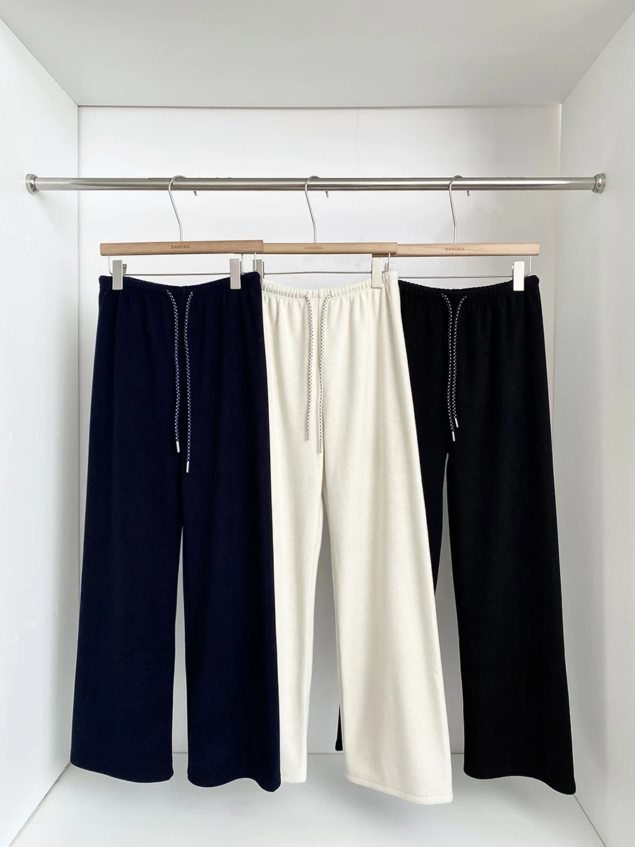 High Waist Fleece Lined Straight Leg Casual Pants Women's Fashion Commute Style Autumn Winter New Korean Version All Match Lo...