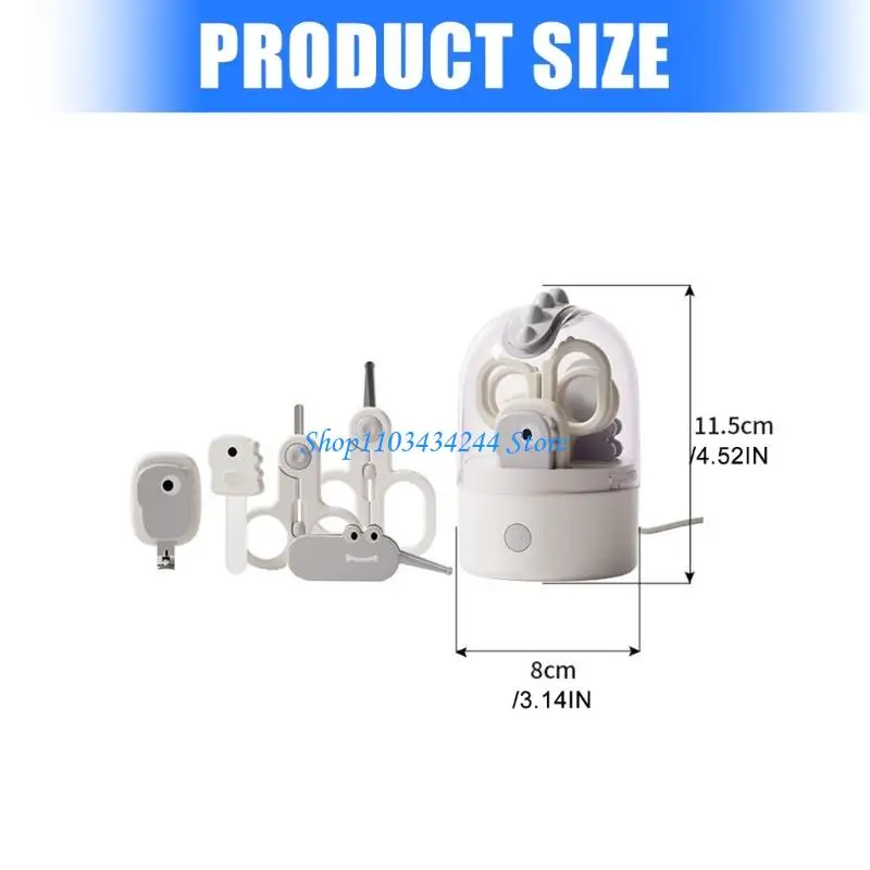 مجموعة أدوات تعقيم أظافر الأطفال مع وظيفة شحن مطهرة خفيفة، قاطع أمان دائري، أدوات العناية الأساسية لحديثي الولادة #6