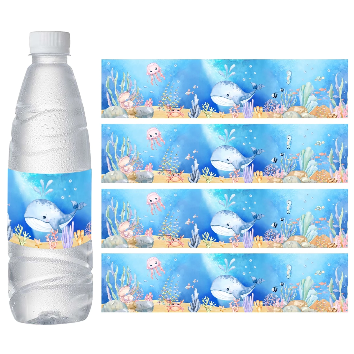 

10pcs Ocean Animals Bottle Stickers Under The Sea Party Decorations Ocean Birthday Party Decor Kids Birthday Party Supplies Favo