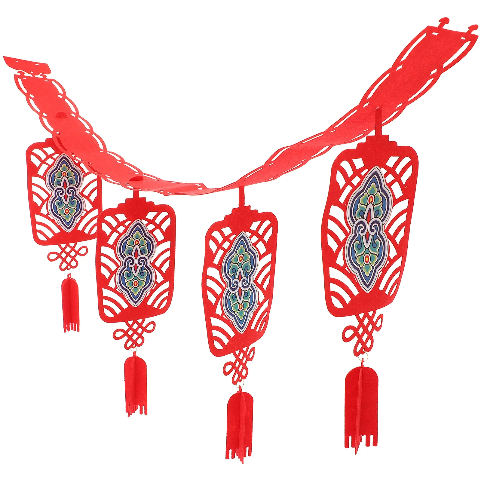 

1pcs New Year Hanging Decor Spring Festival Banner Pendant Red Felt Ornament For Door Wall Window Home Party Decor