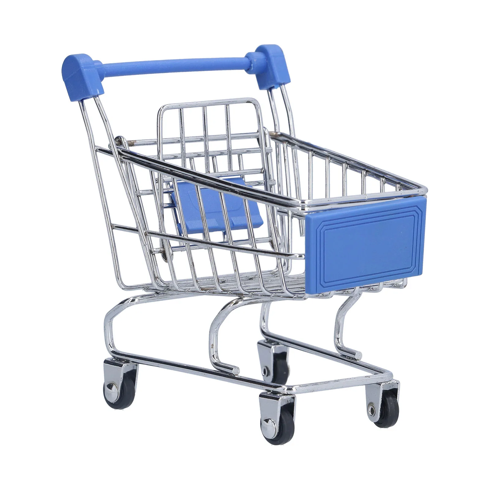 Mini Supermarket Handcart Ornaments Blue Exquisite Durable Small Shopping Cart Model For Home Kitchen Office Decoration