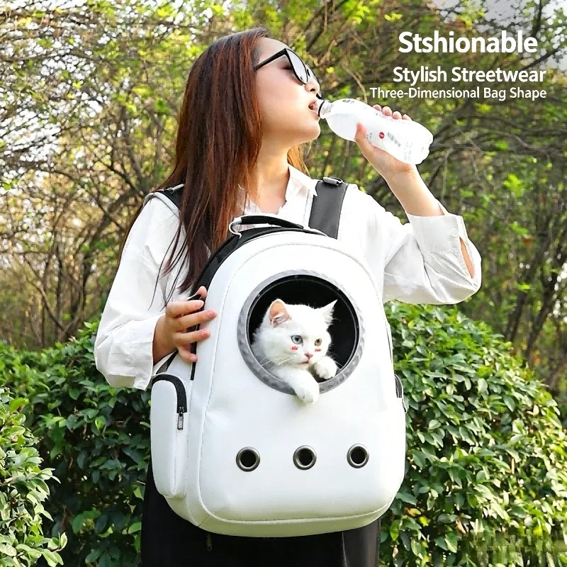 Portable pet carrier, space capsule pet backpack, breathable and portable transparent backpack, puppy transport box