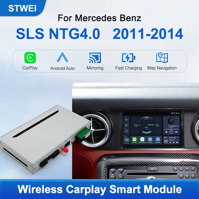 Stwei For Mercedes Benz SLS NTG4.0 2011-2014 Wireless CarPlay Android Auto Support AHD Video Decoding Fast Charging Mirroring