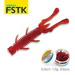 FSTK TPR Soft Bass Bait 55mm 1.3g 20pcs/jar Soft Shrimp Fishing Lure Pesca Lsca Artificial Wobblers Attractive Fish Soft Worm