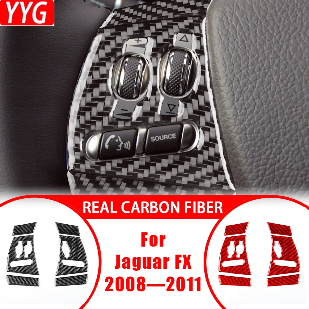 Carbon Fiber Steering Wheel Button Panel Cover Trim Sticker Modification Car Interior Accessories For Jaguar XF 2008—2011 - view 2