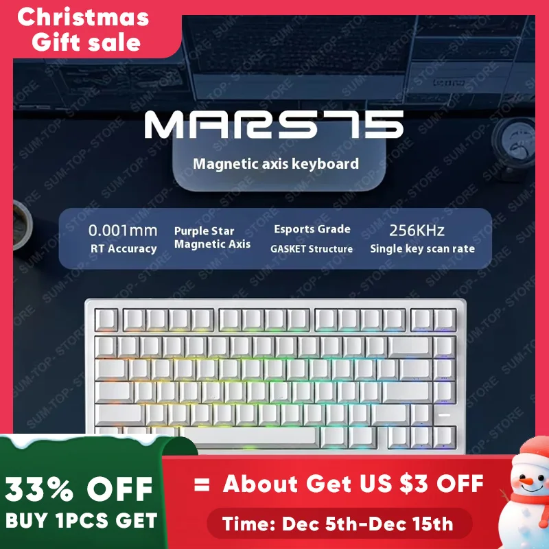 

IROK Mars75 Pro Mars 75 Pro Magnetic Mechanical Keyboard 75% layout RT0.001mm 8K 0.125ms Delay RGB Gasket Wired Gaming Keyboard