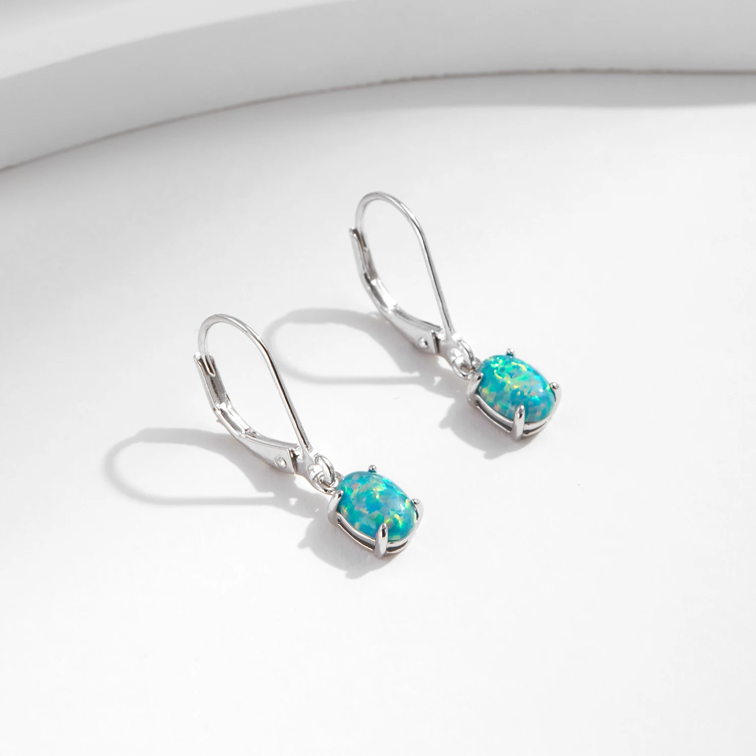 MODIAN 925 Sterling Silver Elegant Exquisite Green Oval Opal Hoop Earrings For Women Daily Vacation Fine Jewelry Accessories