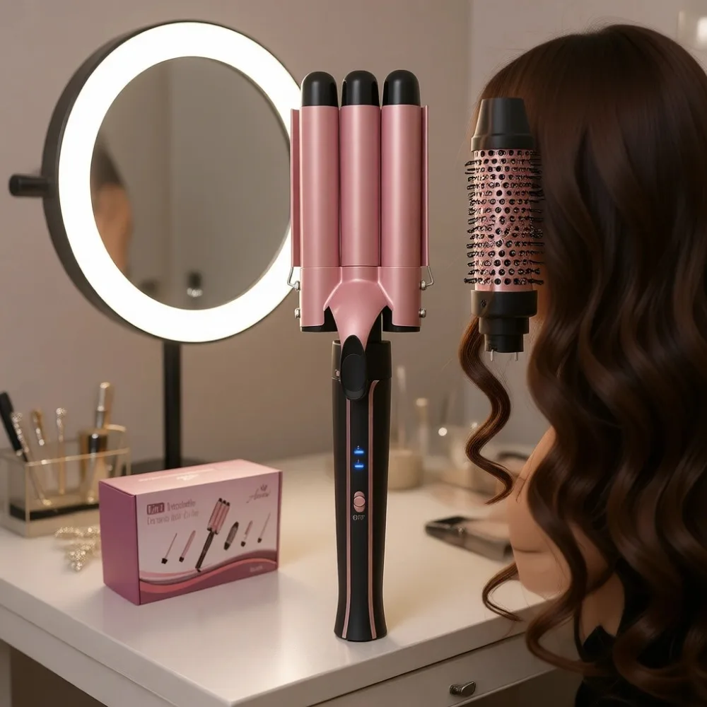 Six in One Curling Wand Set Fast Heating Dual Voltage Travel Hair Styling Tools