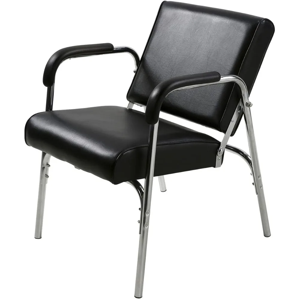 

Kate Auto Reclining Shampoo Chair with Extra Thick Cushion, Heavy Duty Chrome Arms, Black Vinyl, Ergonomic Solid