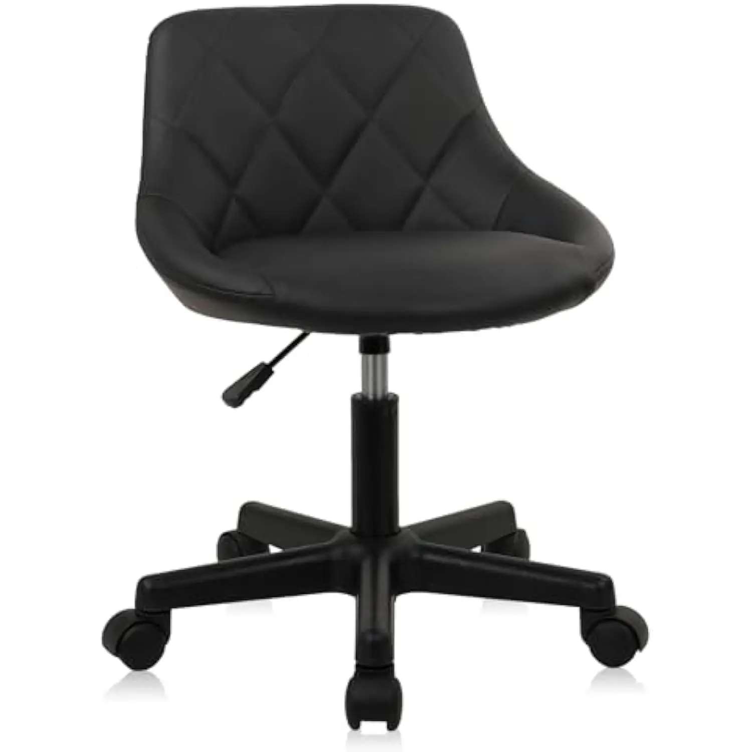 

Low Back Rolling Stool PU Leather Vanity Stools, Adjustable Height Ergonomic Swivel Rolling Desk Stool Work Drafting Swivel Cha