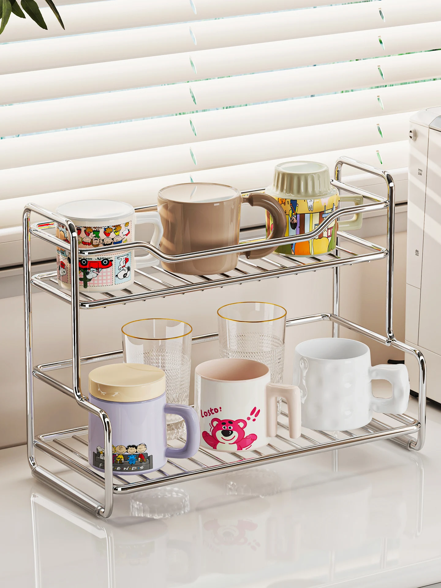 

Двухслойный держатель для чашки из нержавеющей стали, настольный держатель для кофейной чашки, сервировочный поднос для чайной чашки, органайзер для аксессуаров Batoom