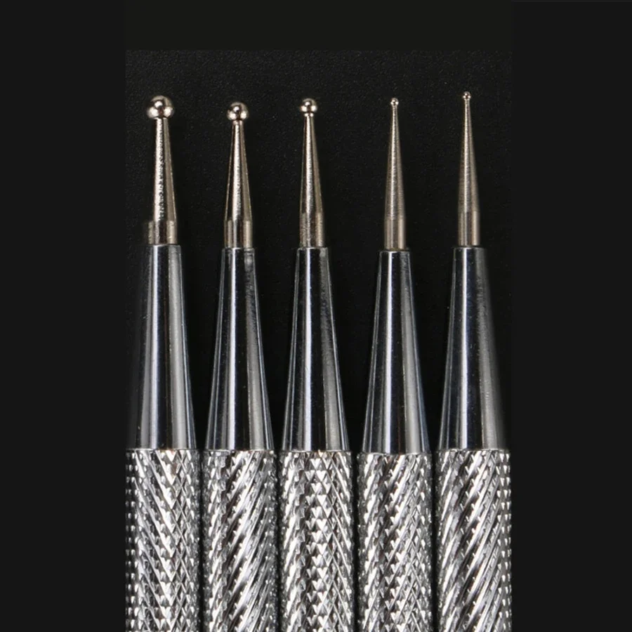 5 قطعة مسمار الفن التنقيط القلم المزدوج نهاية الفولاذ المقاوم للصدأ تصميم اللوحة قطف نقطة الراين كريستال الأحجار الكريمة الاكريليك أدوات مانيكير #5