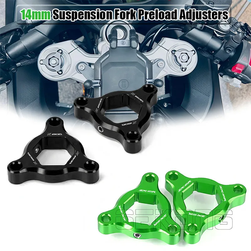 Fit For Z800 ZX6R ZX 6R 10R 14R ZX10R ZX14R ZX636R ZX6RR ZX1400 ZZR1400 Motorcycle 14mm Suspension Fork Preload Adjusters