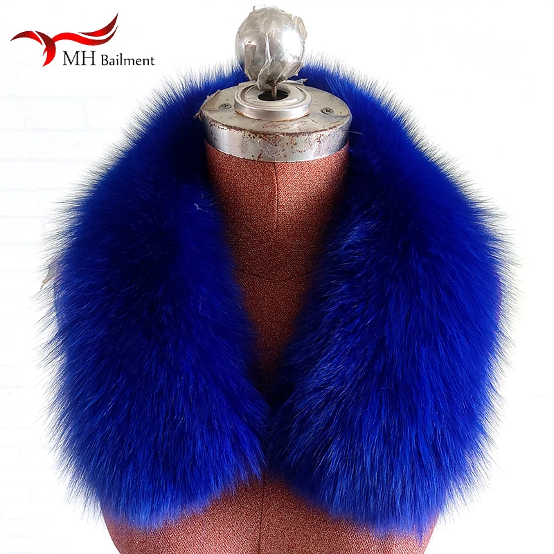 Hot Fashion Winter 100% Real Fox Fur Collar For Women Warm Natural Fur Scarf Men Black Hoods For Coat Jacket Neck 50cm 60cm