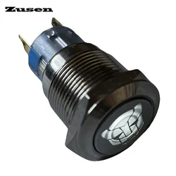 Zusen 19mm Illuminated Transformers Symbol Momentary Push Button Switch Waterproof(ZS19F-11/DR/R/12V/N)