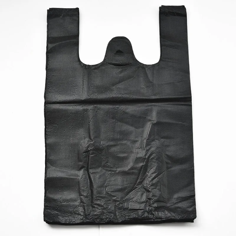 50pcs Black Carry Out Bags Gift Bag Retail Supermarket Grocery Shopping Plastic Bags Food for Business Bag Garbage Bag
