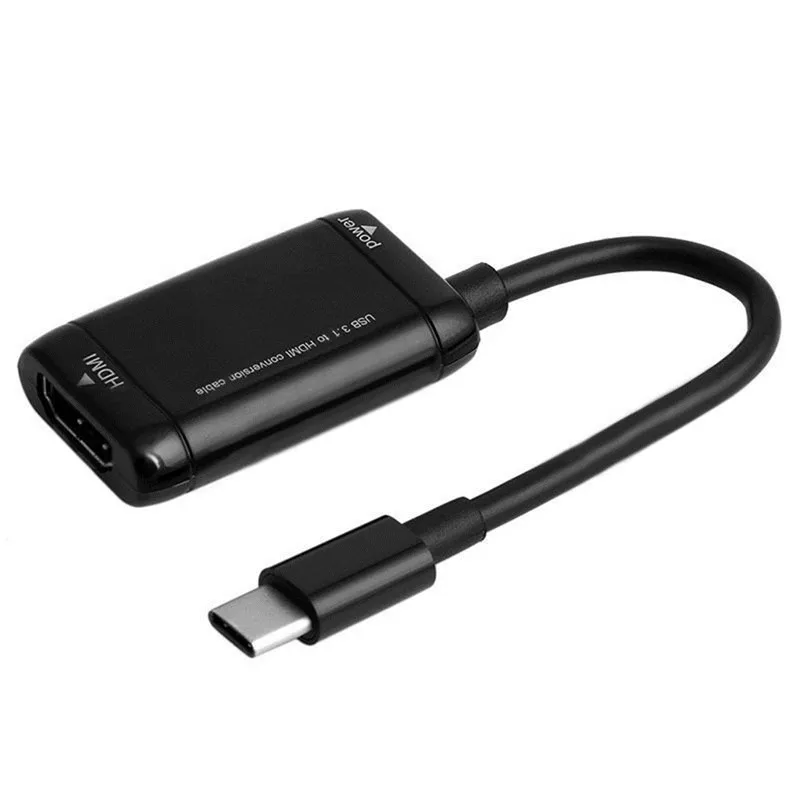 1pc Black USB-C Type C To HDMI-compatible Adapter USB 3.1 Cable For MHL Android Phone Tablet USB3.1 C To HDMI-compatible Adapter