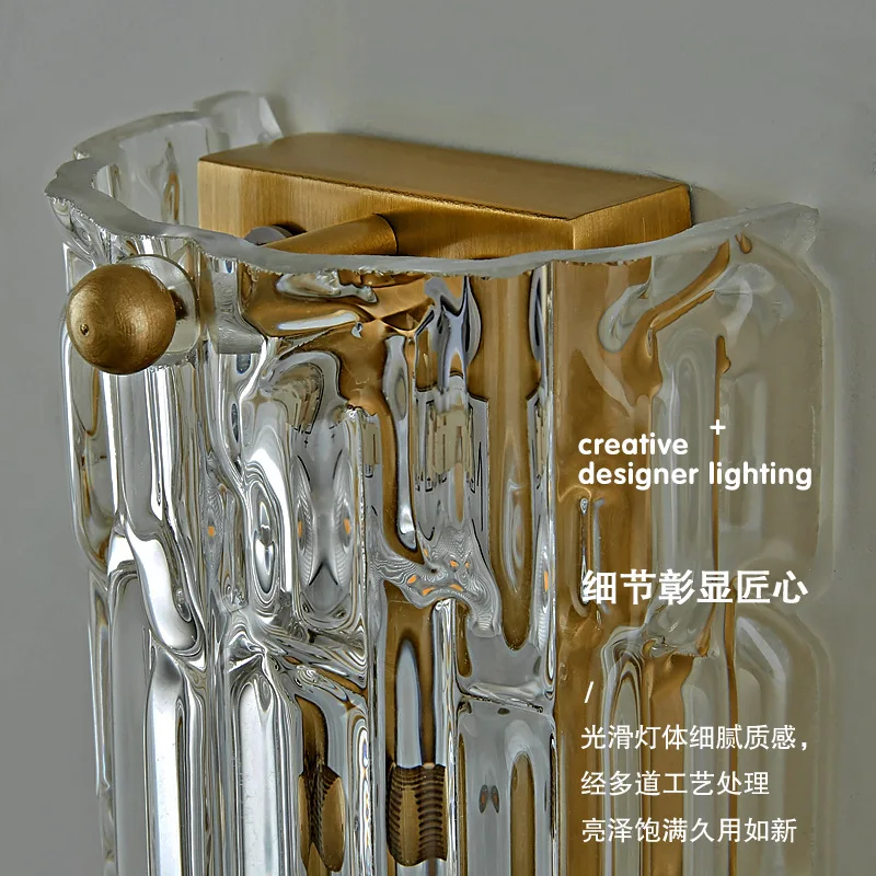 الشمال ضوء فاخر كامل النحاس الزجاج مرآة الجبهة الجدار مصباح الحديثة بسيطة غرفة نوم السرير غرفة المعيشة التلفزيون جدار مصمم تركيبات #4