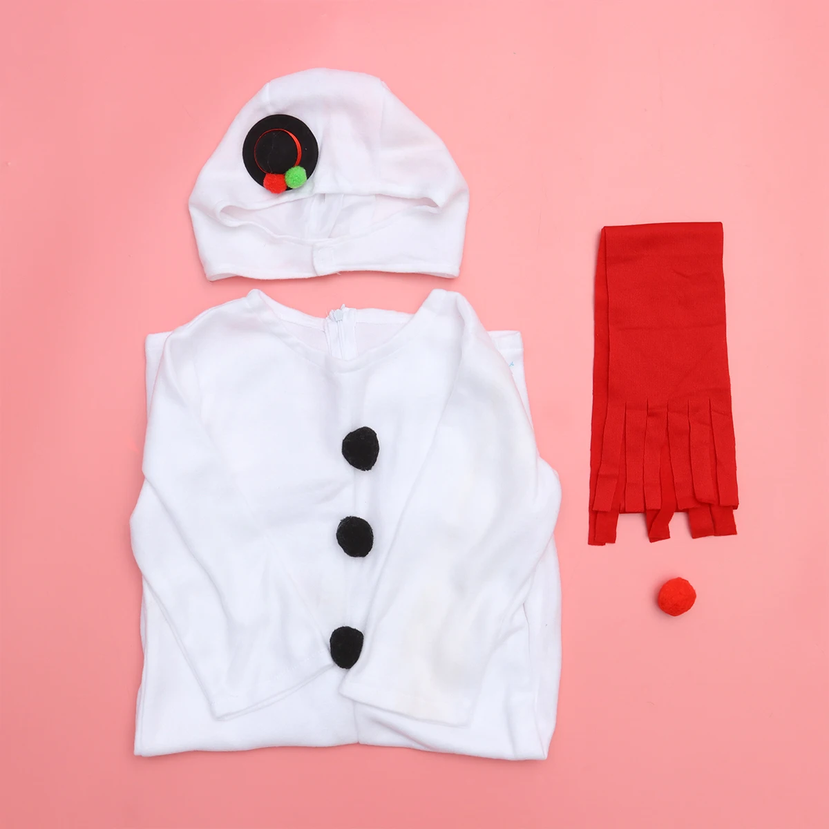 

4pcs Kids Christmas Snowman Cosplay Costume Set Nylon Jumpsuit Scarf Headwear Festival Halloween Party Outfit For